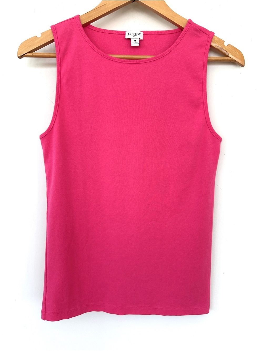 J. Crew Women's Fitted Sleeveless Tank Top - Hot Pink in 💯 Cotton Knit